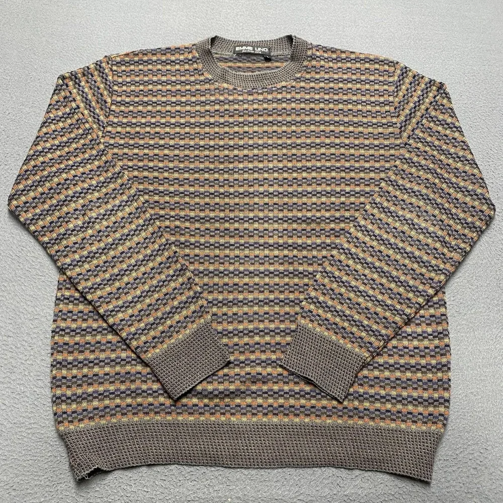 Emme Uno Sweater Mens‎ Large Multicolor Wool Blend Crewneck Pullover Italy Style